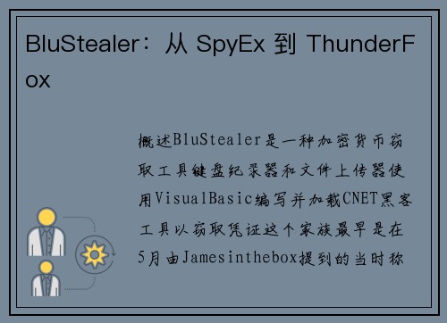 BluStealer：从 SpyEx 到 ThunderFox 