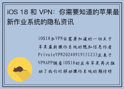 iOS 18 和 VPN：你需要知道的苹果最新作业系统的隐私资讯